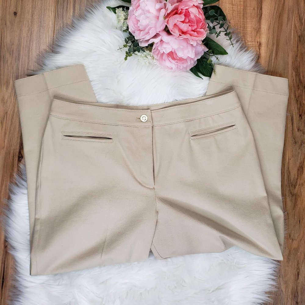 St John Stretch Capri Pants Stone Khaki View 2